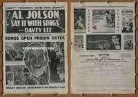 h651 SAY IT WITH SONGS movie pressbook '29 Al Jolson, Davey Lee