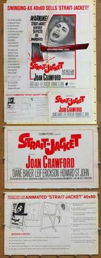 h712 STRAIT-JACKET movie pressbook '64 ax murderer Joan Crawford!