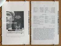 h841 WILLARD movie pressbook '71 Bruce Davison, Sondra Locke