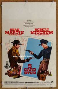 g006 5 CARD STUD window card movie poster '68 Martin & Mitchum play poker!