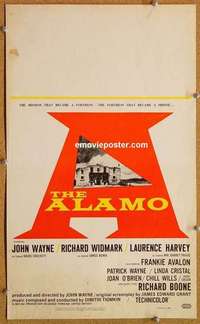 g013 ALAMO window card movie poster '60 John Wayne, Richard Widmark, western