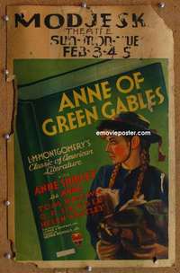 g017 ANNE OF GREEN GABLES window card movie poster '34 Shirley, LM Montgomery