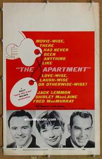 g019 APARTMENT window card movie poster '60 Billy Wilder, Lemmon, MacLaine