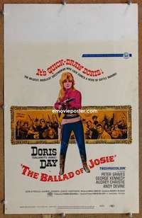 g022 BALLAD OF JOSIE window card movie poster '68 Doris Day with shotgun!