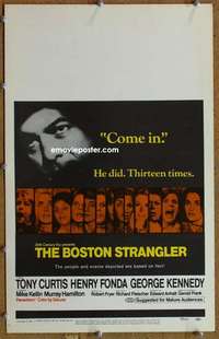 g040 BOSTON STRANGLER window card movie poster '68 Tony Curtis, Henry Fonda