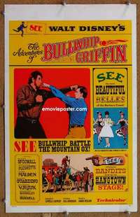 g012 ADVENTURES OF BULLWHIP GRIFFIN window card movie poster '66 Disney