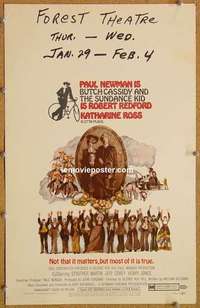g045 BUTCH CASSIDY & THE SUNDANCE KID window card movie poster '69 Newman