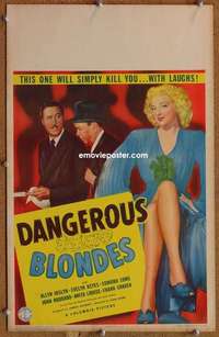 g065 DANGEROUS BLONDES window card movie poster '43 Evelyn Keyes, Joslyn