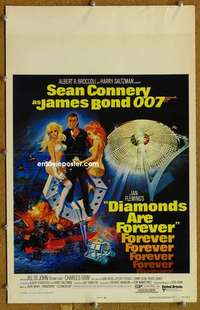 g070 DIAMONDS ARE FOREVER window card movie poster '71 Connery as James Bond!
