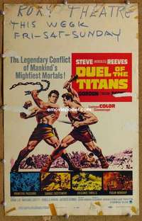 g084 DUEL OF THE TITANS window card movie poster '63 Hercules vs. Tarzan!
