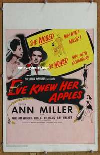 g089 EVE KNEW HER APPLES window card movie poster '44 Ann Miller, Wright