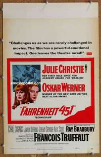 g091 FAHRENHEIT 451 window card movie poster '67 Francois Truffaut, Christie
