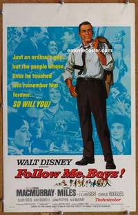g100 FOLLOW ME BOYS window card movie poster '66 Boy Scouts, Walt Disney