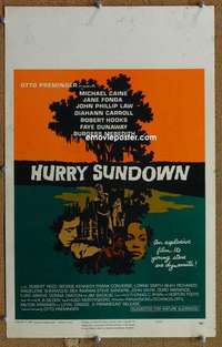 g133 HURRY SUNDOWN window card movie poster '67 Michael Caine, Jane Fonda