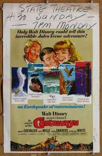 g136 IN SEARCH OF THE CASTAWAYS window card movie poster '62 Hayley Mills