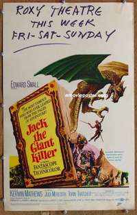 g141 JACK THE GIANT KILLER window card movie poster '62 Kerwin Mathews