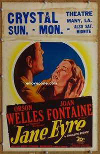 g142 JANE EYRE window card movie poster '44 Orson Welles, Joan Fontaine
