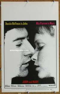 g143 JOHN & MARY window card movie poster '69 Dustin Hoffman, Mia Farrow