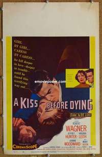 g148 KISS BEFORE DYING window card movie poster '56 Robert Wagner, Woodward