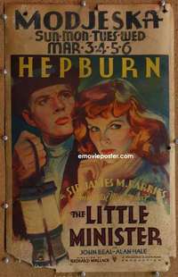g151 LITTLE MINISTER window card movie poster '34 Katharine Hepburn, John Beal