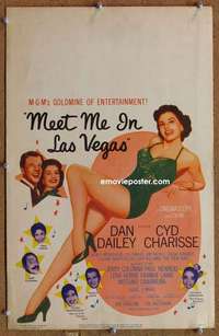 g160 MEET ME IN LAS VEGAS window card movie poster '56 sexy Cyd Charisse!