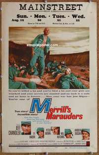 g161 MERRILL'S MARAUDERS window card movie poster '62 Sam Fuller, WWII