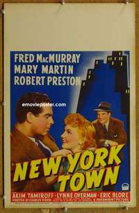 g174 NEW YORK TOWN window card movie poster '41 Fred MacMurray, Mary Martin