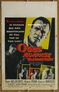 g178 ODDS AGAINST TOMORROW window card movie poster '59 Harry Belafonte, Wise