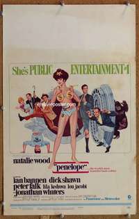 g187 PENELOPE window card movie poster '66 sexy artwork of Natalie Wood!