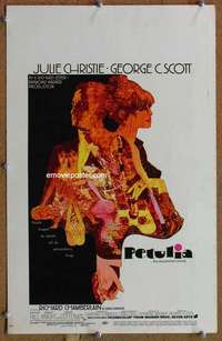 g190 PETULIA window card movie poster '68 Julie Christie, George C Scott