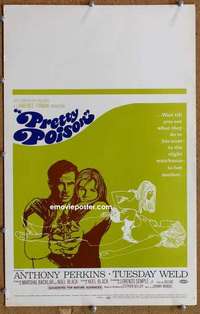g193 PRETTY POISON window card movie poster '68 Anthony Perkins, Tuesday Weld
