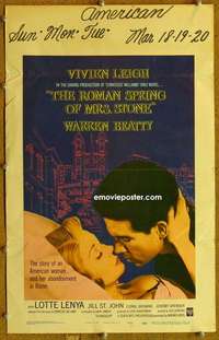 g202 ROMAN SPRING OF MRS STONE window card movie poster '62 Beatty, Leigh