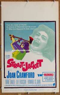g220 STRAIT-JACKET window card movie poster '64 ax murderer Joan Crawford!