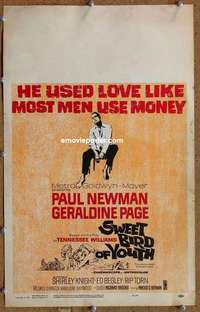 g222 SWEET BIRD OF YOUTH window card movie poster '62 Paul Newman, Page