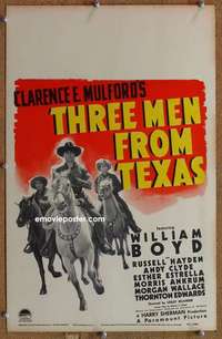 g232 THREE MEN FROM TEXAS window card movie poster '40 Boyd, Hopalong Cassidy