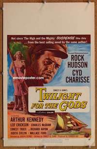 g238 TWILIGHT FOR THE GODS window card movie poster '58 Rock Hudson, Charisse
