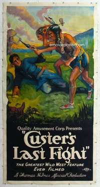 m059 CUSTER'S LAST FIGHT linen three-sheet movie poster R25 great artwork!