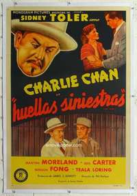 m299 DARK ALIBI linen Argentinean movie poster '46 Charlie Chan!