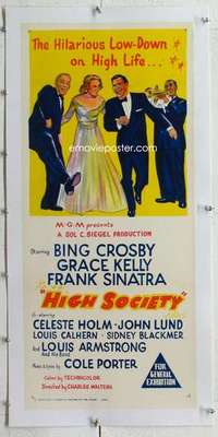 m128 HIGH SOCIETY linen Aust daybill R60s Frank Sinatra, Bing Crosby