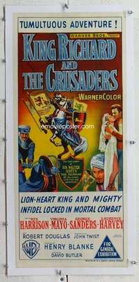 m129 KING RICHARD & THE CRUSADERS linen Aust daybill movie poster '54