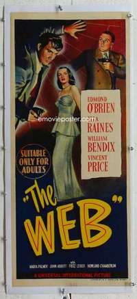 m137 WEB linen Aust daybill movie poster '47 O'Brien, Raines, noir!