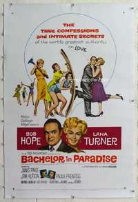 m355 BACHELOR IN PARADISE linen one-sheet movie poster '61 Bob Hope, Turner