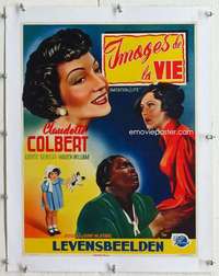 m195 IMITATION OF LIFE linen Belgian movie poster R50s Colbert