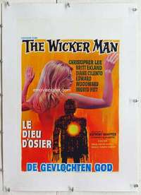 m203 WICKER MAN linen Belgian movie poster '74 Chris Lee, Britt Ekland
