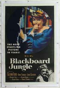 m364 BLACKBOARD JUNGLE linen one-sheet movie poster '55 Glenn Ford, Francis