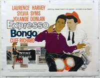 m329 EXPRESSO BONGO linen British quad movie poster '60 Hoyte art!