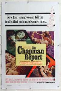 m376 CHAPMAN REPORT linen one-sheet movie poster '62 Jane Fonda, Zimbalist