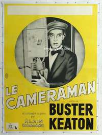 m067 CAMERAMAN linen French one-panel movie poster R60s Buster Keaton classic!