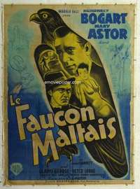 m065 MALTESE FALCON linen French one-panel movie poster '41 Humphrey Bogart