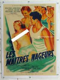 m214 LES MAITRES NAGEURS linen French 23x32 movie poster '51 sexy art!
